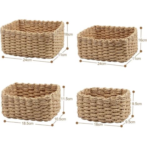 Panier De Rangement En Corde De Coton Tressé - Format Rectangulaire 18x14 Cm - Pour Jouets, Salle De Bain, Salon - 3