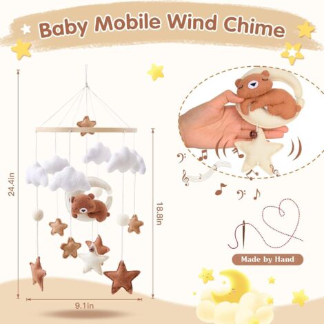 Mobile Pour Lit Bébé Nuage En Feutrine - Décor Apaisant Avec Lune Et étoiles