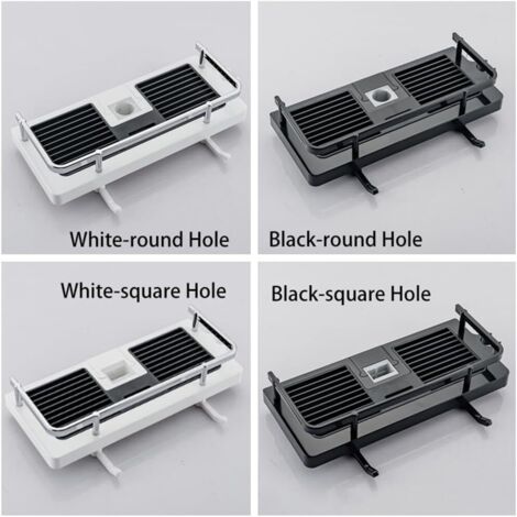 Étagère De Douche à Ventouse Sans Perçage Avec Crochets Plastique Pour Shampoinggel Douche Blanc 92235742