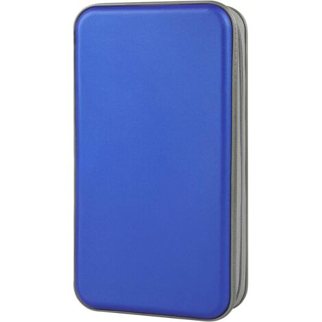 Boîtier plastique dur bleu capacité 96 CD, rangement portable voiture, structure résistante (1/5)