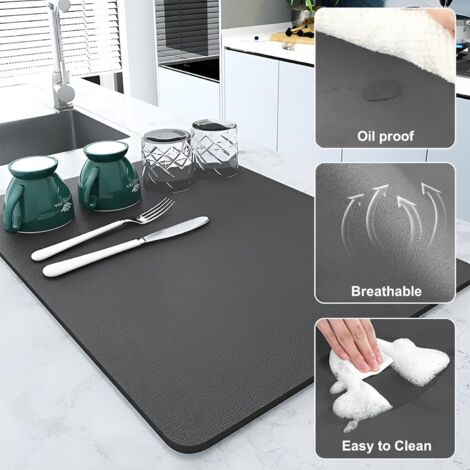 Tapis Égouttoir Vaisselle 50 X 40 Cm, Super Absorbant Pour Cuisine Machine A Cafe Bar Gris Fonce 98280124