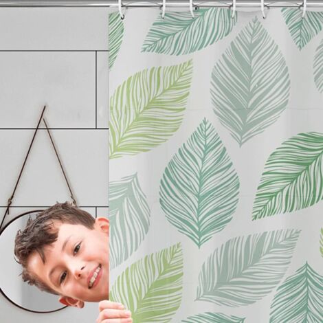 AASIRA Rideau De Douche 240x200 Cm Feuilles Tropicales Vertes - Extra Long Anti-Moisissure