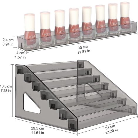 YIEZI Rangement Vernis à Ongles 72 Bouteilles de Peinture 6 Niveaux Support Acrylique pour Lunettes de Soleil Support pour Huiles Essentielles Organisateur de Maquillage Clair Assemblage Sans Outil