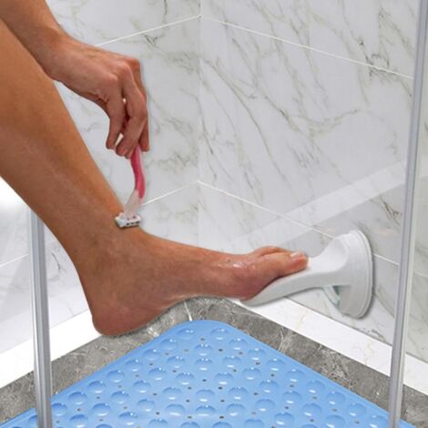 Repose-pieds De Douche GERALD - Support Ventouse Pour Rasage Et Confort, Blanc, Charge 20kg