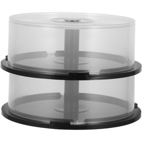 Lot de 2 seaux ronds transparents, capacité 25 disques chacun, rangement compact maison/bureau (1/5)