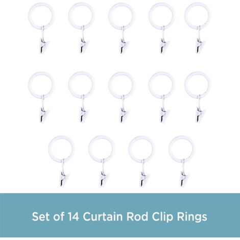 Sento Lot De 12 Anneaux Silencieux Avec Clips – Ø Intérieur 35 Mm, Pour Tringle Rideau Ø 25 Mm – Acier Inoxydable Look