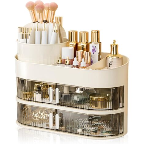 Organisateur Rotatif 360° Avec 2 Tiroirs Anti-poussière Et Couvercle Boite Skincare Pour Coiffeuse Ou Salle De Bain 92235353 Organisateur Rotatif 360° Avec 2 Tiroirs Anti-poussière Et Couvercle Boite Skincare Pour Coiffeuse Ou Salle De Bain 92235353