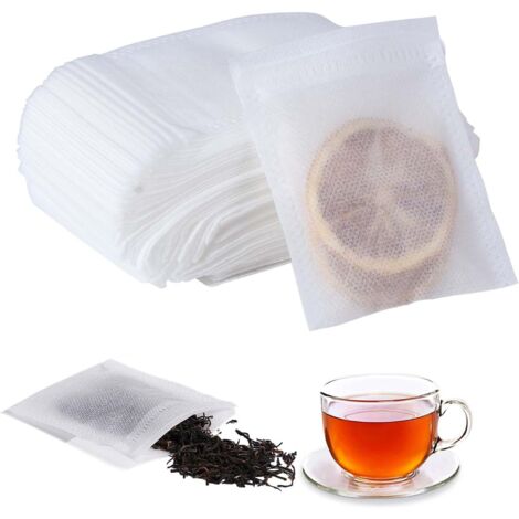 400 sachets thé jetables 7x9 cm avec cordon, pour feuilles, herbes, épices, infusions et tisanes (1/5)