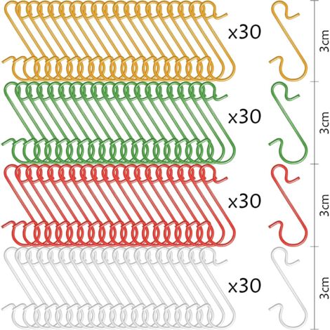 GHPKOTW Lot De 90 Crochets S Pour Boules De Noël – Or, Argent Et Rouge, Accroches Solides Et Élégantes Pour Sapin Festif