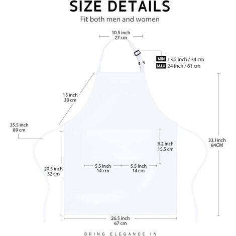 Tablier Imperméable Noir Résistant Produits Chimiques - Sangles Réglables Homme Femme, 104x75cm