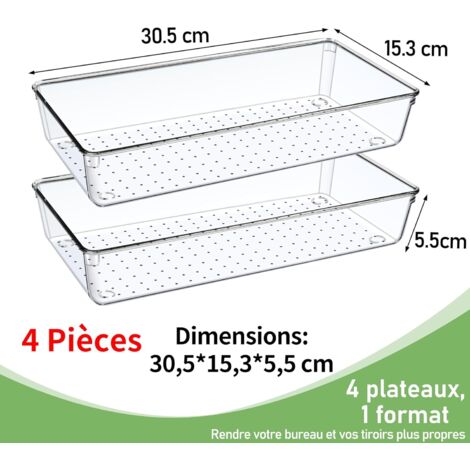 Lot De 6 Organisateurs De Tiroirs Transparents - Boîtes De Rangement Pratiques Pour Cuisine, Salle De Bain, Maquillage Et Bureau