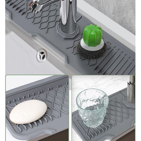 Tapis De Robinet En Silicone Pour évier Cuisine - Anti-éclaboussures, Antidérapant, 14x37 Cm - Protection Plan De Travail