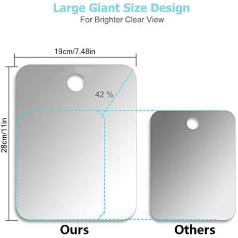 MIRRORVANA Miroir de douche anti-buée pour rasage avec support rasoir et double design anti-buée – Crochet de suspension – Surface incassable 20,3 x 17,8 cm (chromé MIRRORVANA Miroir de douche anti-buée pour rasage avec support rasoir et double design anti-buée – Crochet de suspension – Surface incassable 20,3 x 17,8 cm (chromé