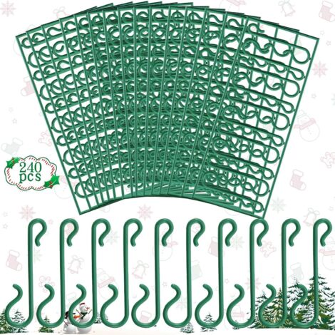 240 Crochets à Boules De Noël Verts - Format S - Pour Décorer Votre Sapin, Couronne Ou Guirlande