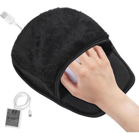 Tapis de souris chauffant USB, accessoire hiver portable pour réchauffer les mains, coloris noir (1/5)