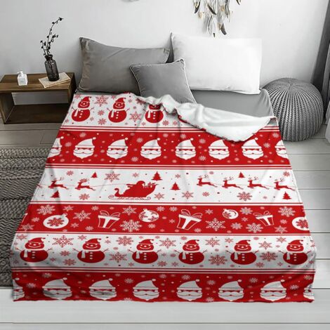 Couverture De Noël En Flanelle - Motif Rennes Et Flocons - Tailles S à XL (75x100cm à 150x200cm) - Décoration Hiver Douce - 10