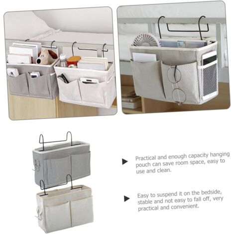 Lot De 2 Organisateurs De Lit Suspendus Blancs - Avec Crochets Amovibles, Pour Chevet, Bureau, Dortoir