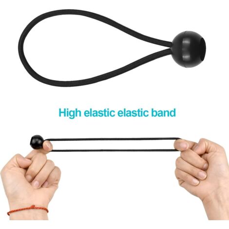 20 Cordons Élastiques Avec Boules 15 Cm - Attaches Pour Tente Bâche Camping (Noir)