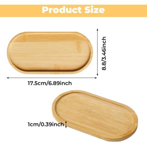 JTgugu Lot De 2 Plateaux Ovales En Bambou 28x10x1cm - Plateau Service Bois Pour Décoration, Café, Bijoux Et Nourriture