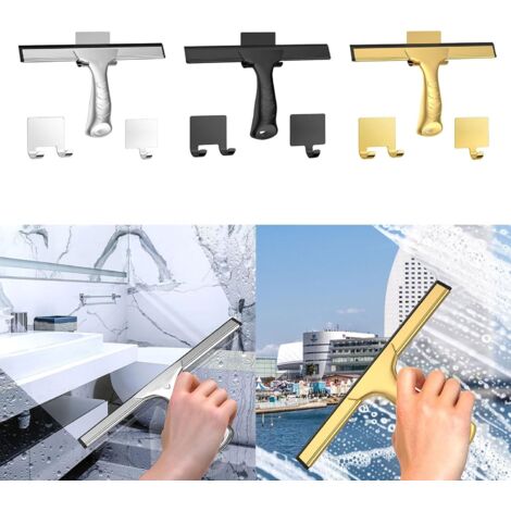 Raclette De Douche, Raclette D'essuie Glace en Verre De Fenêtre en Acier Inoxydable avec Support De Crochet pour Ventouse pour Porte en Verre De Salle De Bain, Miroir, Carrelage, Voitures Raclette De Douche, Raclette D'essuie Glace en Verre De Fenêtre en Acier Inoxydable avec Support De Crochet pour Ventouse pour Porte en Verre De Salle De Bain, Miroir, Carrelage, Voitures