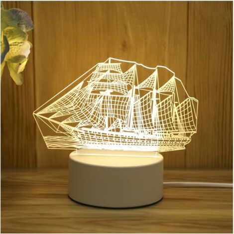 Lampe 3D nuit rechargeable, ambiance relax, 3 couleurs . (1/5)