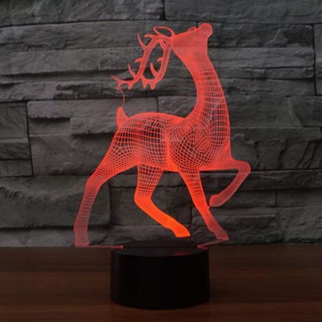 Lampe 3D cerf, art déco, 7 couleurs, touch control, USB, décoration enfants/noël/cadeau. (1/5)