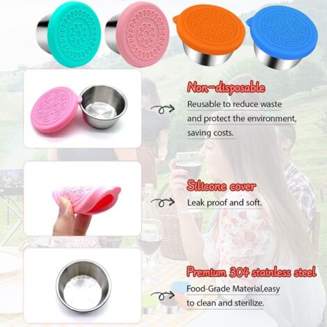 Recipient Sauce A Emporter Récipients à Sauce 50ml - Lot De 6 - Acier Inoxydable Anti-fuite - Parfait Boîte Déjeuner Voyage Pots Repas Bureau école