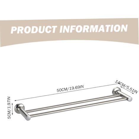 Double Barre Porte-Serviettes 61 Cm Acier Inoxydable - JIAPAIDUO Pour Salle De Bain Et Cuisine