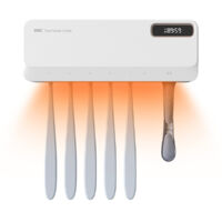 Porte-brosse à dents stérilisateur UV, support portable 5+1+1 emplacements, support mural rechargeable avec fonction chauffante, sans perçage//