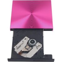 Graveur CD/DVD portable rose rouge en aluminium, USB 3.0, lecteur externe pour PC portable