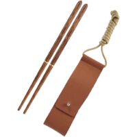 Baguettes pliantes bois poulet – vaisselle démontable réutilisable, légère pour randonnée, pique-nique, camping
