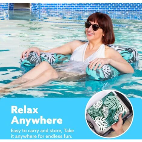 Sillón Inflable Para Piscina De 76x40,5x61 Cm, Con Patrón De Planta, Capacidad Hasta 113 Kg, Ideal Para Relax En Agua