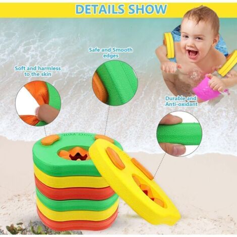 Brazaletes De Natación Para Niños – 12 Unidades De Discos Flotantes EVA, Aprendizaje Seguro En Piscina Y Playa (3-6 Años)