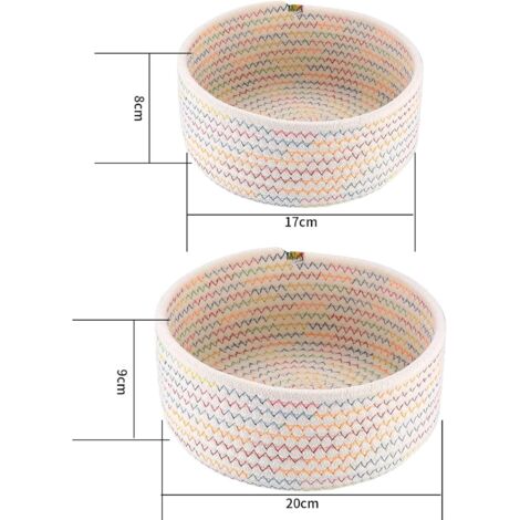 Lot de 2 paniers de rangement en corde de coton tressé - Organiseur