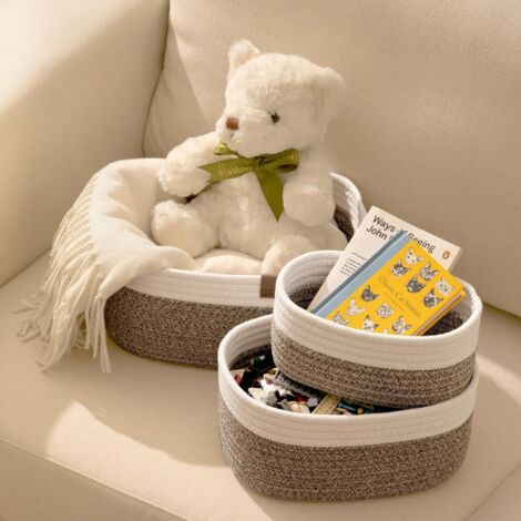 Petit Panier Rangement Tressé Coton ABOOFAN Lion Marron - Organisateur Décoratif Salle Bain Bureau