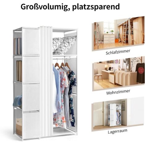 VAG Armoire à vêtements portable 67 12 étagères 4 poches latérales