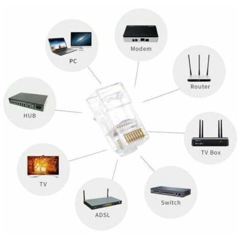 Lot De 25 Connecteurs RJ45 CAT6 CAT5E Pass Through Plaqué Or 50u - Plug Ethernet Modulaire