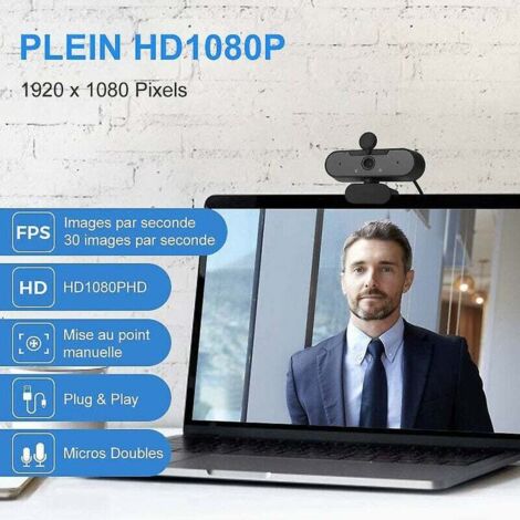Webcam PC USB 720P – Micro Intégré, Pivot 360°, Clip Réglable, Sans Pilote, Pour Visio, Streaming, Cours - 12