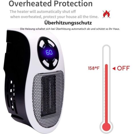 Radiateur D’appoint Portable 500W – Silencieux, Oscillation 360°, éco énergétique – Pour Bureau, Chambre, Camping-car