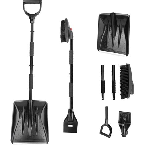 Pelle à Neige YARNOW 43 Cm – Poignée D, Télescopique 142 Cm, Démontable En 4 Parties Pour Voiture Et Camping