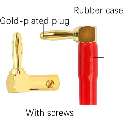 Gebildet Lot De 12 Fiches Bananes 24K Or - Connecteurs Haut-Parleurs HiFi Plaqué Or (6 Rouge + 6 Noir)