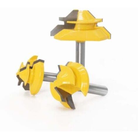 3 Pièces,Fraise Défonceuse, 45 Degrés Verrouiller Mitre Routeur Bit, Fraise à Bois Pour Outils De Menuiserie Jaune 68464883