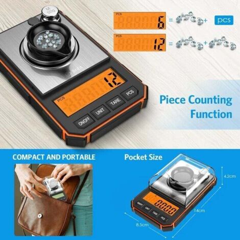 Balance de poche numérique de précision 600 g/0,01 g, mini