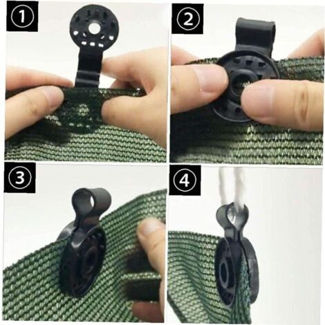 Lot De 120 Clips De Fixation Toile D’Ombrage Avec Œillet – Clips Plastique Solides Pour Filet Brise-Vue & Anti-Oiseaux