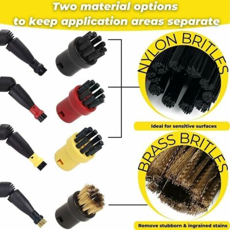 Lot De 8 Brosses De Nettoyage à Vapeur Pour Kärcher SC1 SC2 SC3 SC4 SC5 SC7 - Nylon & Laiton