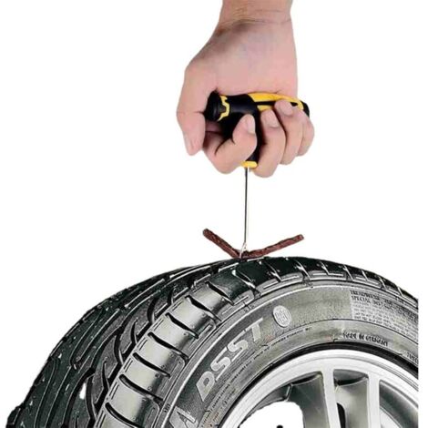 Kit De Réparation Pneus Tubeless 12 Pièces - Outils T Spiralé, Bandes Et Colle Pour Voiture Moto Vélo