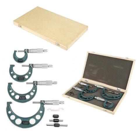 Lot de 6 micromètres extérieurs de précision de type M - 0-150 mm - Micromètre - Outils de mesure - Pied à coulisse de précision - Micromètre extérieur - Ensemble de normes