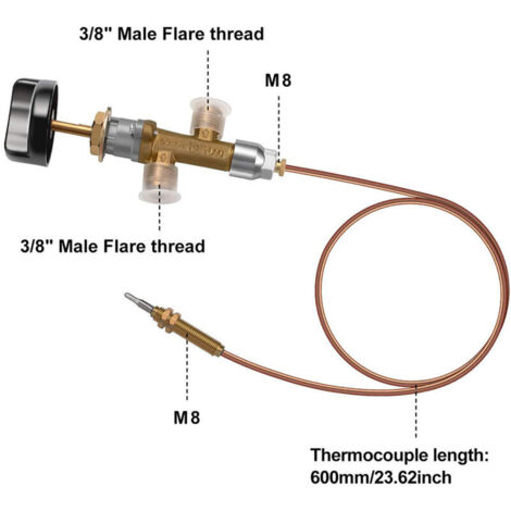 Kit Vanne De Sécurité Pour Foyer Au Propane – Basse Pression, 5/8-18UNF, Thermocouple 600mm – Aliaga