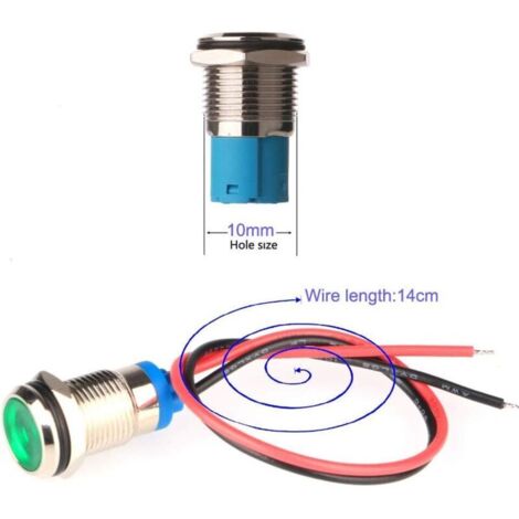 GUUZI 5pcs 12V-24V 19mm LED Métal Indicateur Lampe de Signalisation Étanche avec Fil(Vert GUUZI 5pcs 12V-24V 19mm LED Métal Indicateur Lampe de Signalisation Étanche avec Fil(Vert
