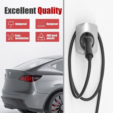 Litinliv Support Mural Chargeur Type 2 Voiture Électrique - Organiseur Câble EV Noir, ABS Robuste, Installation Facile